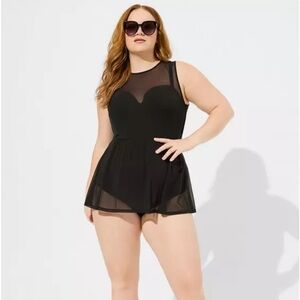 Torrid | DD Underwire Long Mesh Overlay Swim Dress